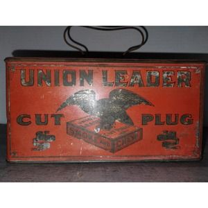 Union Leader Redi Cut Plug Tobacco Tin Vintage Box with Handle